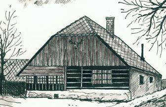 Dům čp. 130 ve Dvoře. Perokresba Petr Prokůpek. Dům čp. 130 ve Dvoře. Perokresba Petr Prokůpek.